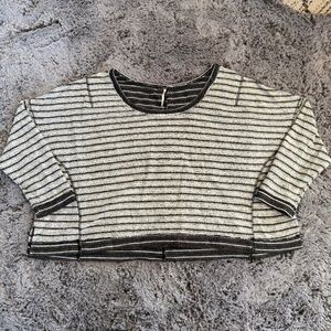 Free People Oversized Sweater Cotton Sweater Inside Out Striped Sweatshirt Small